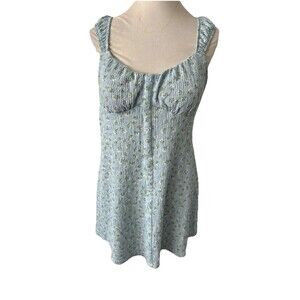 Milkmaid Babydoll Sundress Smocked Floral Juniors XL No Boundaries NOBO Blue